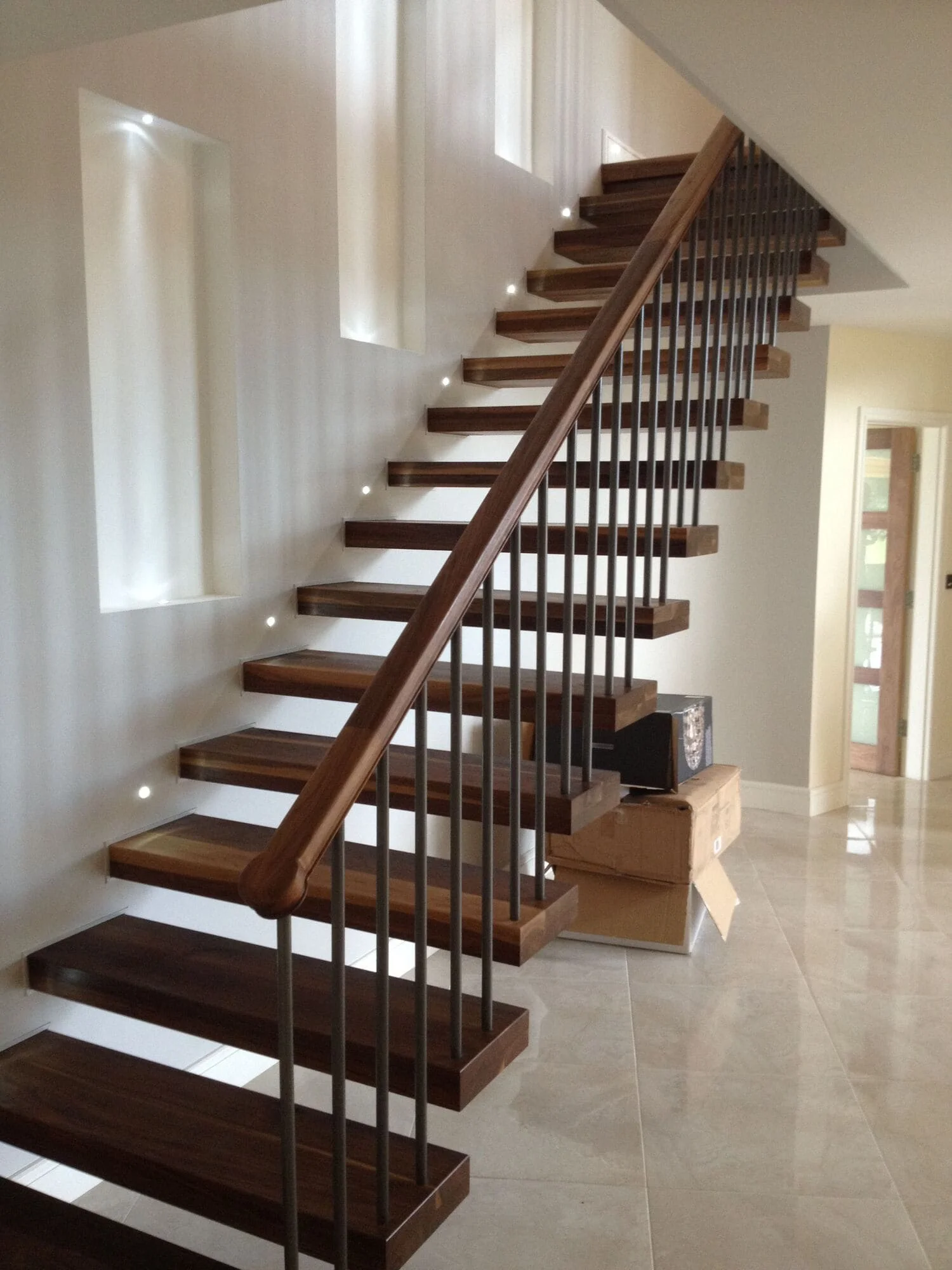 Floating Wood Stairs Railing Bespoke Design